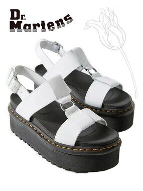 Dr. Martens Francis White Leather Strap Platform Sandal